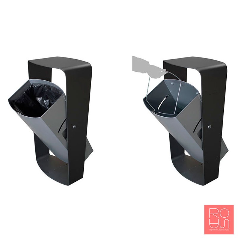 Paperera per reciclatge exterior amb llistons de fusta model Màlaga